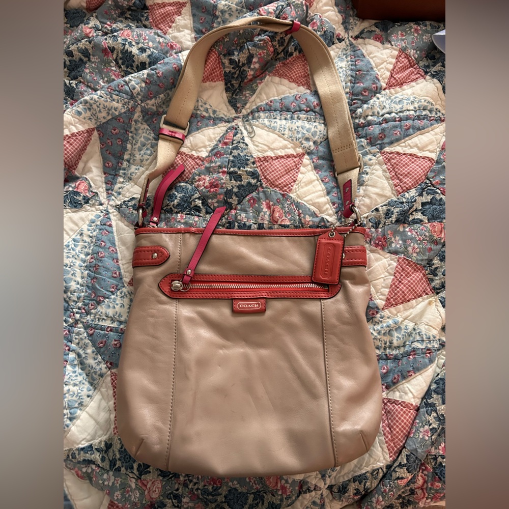 Coach Beige and Pink Shoulder Bag, vintage